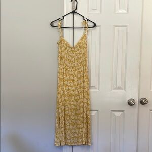 LOFT Yellow Floral Tie-Strap Maxi Dress